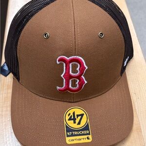 Boston Red Sox Carhartt x '47 Trucker Adjustable Snapback Hat Cap MLB Men Brown